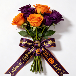 High Grade 100% Polyester 25mm Gift Wrapping Single Face Gold Foil Printing Customized Brand Logo Printed Satin <b>Ribbon</b> - Product Image 3