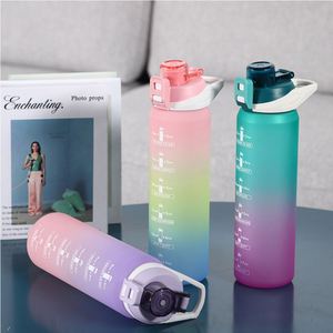 Hot Sell Water <b>Bottle</b>, <b>Straw</b> Time Marker Gradient Plastic Water Leakproof <b>Bottle</b> Sports Portable Water <b>Bottle</b> 1000ml/ - Product Image 2