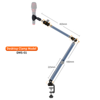 Bras Articulé Orientable Robuste avec Pince de Bureau pour Micro de Studio, Support de Micro de Bureau, Accessoires pour Microphones