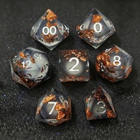 Ensemble de dés polyédriques en résine à bords tranchants, personnalisés en usine, avec feuille de cuivre, dés DND pour les jeux de rôle Dungeons & Dragons TTRPG