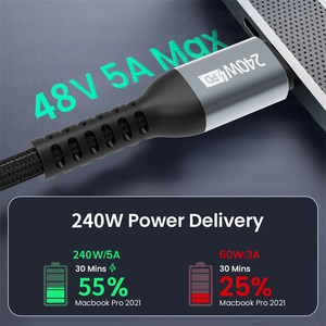 Cable cargador 5A 240W PD tipo C a USB C para <span class=keywords><strong>MacBook</strong></span> <span class=keywords><strong>Pro</strong></span> <span class=keywords><strong>2M</strong></span> PD3.1 QC4.0 Cable de datos de carga rápida para Samsung Huawei - Product Image 6