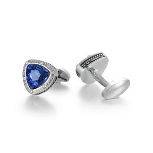 Dailiメンズエレガントなクリスタルカフリンクス高品質ブルー亜鉛合金メンズシャツのウェディングギフト - Product Image 2