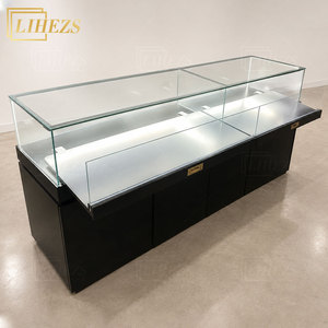 Vitrina Exhibidora de Joyería Moderna, Negra Brillante, de Vidrio Templado, con Iluminación LED, Gabinete de Almacenamiento con Cerradura para Interiores de Joyerías - Product Image 1