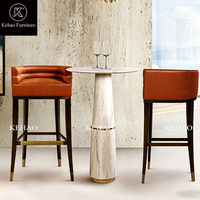 Table de bar en marbre moderne de luxe, table de bar ronde haut de gamme, tables d'angle de canapé sur mesure
