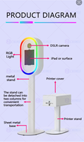 Cabina de Fotos Portátil Ovalada con Soporte para Impresora, Fácil de Montar, para iPad y Cámara DSLR, con Ventilador Integrado y Estuche