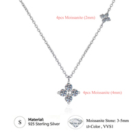 Collier en argent sterling 925 avec pendentif trèfle à quatre feuilles en moissanite couleur D VVS1, testé au diamant, bijoux pour femmes