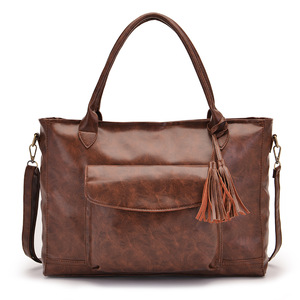 Sac de voyage multifonctionnel en cuir PU souple rétro européen et américain, fabriqué à la main, site Web indépendant - Product Image 2