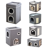Lit-caban pour chat d'intérieur, luxueux, chaud, grand, mignon, avec griffoir
