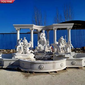 YOUFINE Fuente de <span class=keywords><strong>Trevi</strong></span> de Mármol Blanco Tallada a Mano con Estatuas de Poseidón, Clásica de Lujo para Palacios y Propiedades - Product Image 4