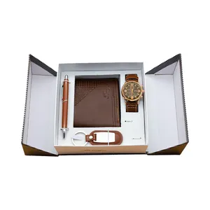 Men's Corporate Gift Set Father's Day 5Pcs Watch Pen Wallet Luxury Gift Set With Box