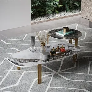 Soggiorno divano centro tavolino marmo per progettare mobili moderni base in tubo massiccio tavolino in acciaio inossidabile dorato