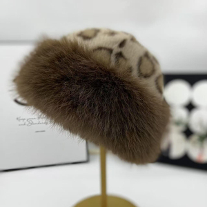 Sombrero de pescador de piel de imitación de visón esponjoso con logotipo personalizado al por mayor, gorros cálidos de Invierno para mujer - Product Image 4