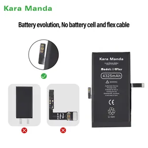 Kara Manda KM Crack Téléphone Batterie Remplacement 100% Santé Pour Résoudre Popup Réparation iPhone Batterie Pour iPhone 14 Plus Batterie