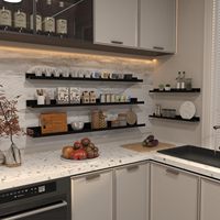 Lot de 5 étagères murales en bois noir pour salle de bain chambre cuisine salon rangement en bois petit rebord photo