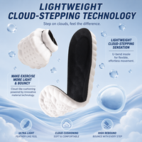 Semelles intérieures souples et élastiques Cloud Tech SPORTS avec base texturée et bulles, dessus en maille respirante, déodorant, lot de 2 paires, OEM Noir/Blanc