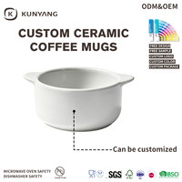 Bol en céramique blanc à double poignée, résistant au four, en porcelaine, ramequin, logo personnalisé imprimé, bol à soupe en céramique, OEM ODM, vente en gros