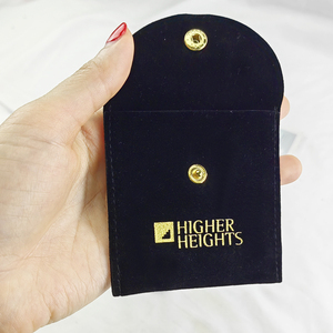 Bolsa de Embalaje de Joyería de Terciopelo Negro de Lujo con Cierre de Broche, Bolsa de Microfibra con Logotipo Personalizado - Product Image 6