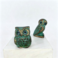Figurine de hibou rustique antique en fonte, statue d'animal rétro, finition patinée, ornement décoratif en métal pour table, étagère, jardin