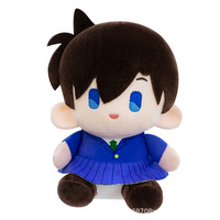 Nouvelles figurines en peluche courtes à thème Conan, jouets de bureau, poupées détectives, ornements décoratifs, cadeaux d'anniversaire parfaits, sac en filet