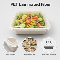 Barquette pour repas prêts à consommer en bagasse de canne à sucre avec revêtement PET, faible coût de moulage personnalisé, sans PFAS, compostable, pour aliments surgelés