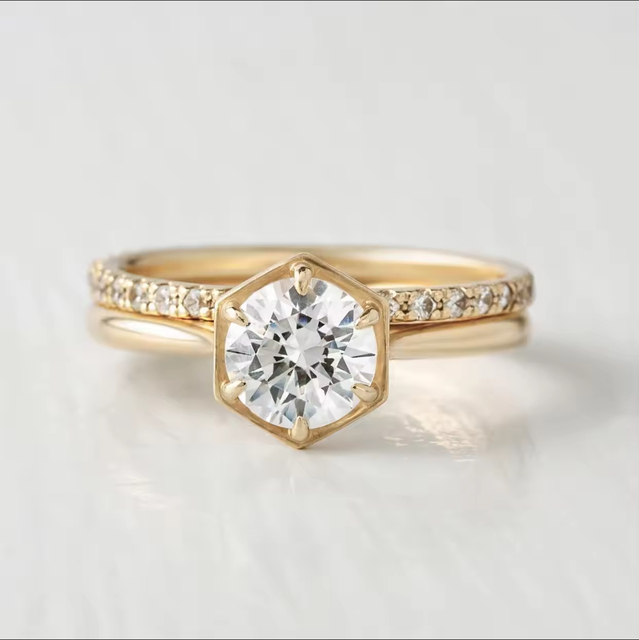 MaiYi 9K/10K/14K/18K/22K Solid Yellow Gold 1ct Lab Grown Diamond Classic Engagement Ring IGI Certified Women's Wedding Band