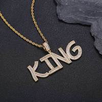 Hip Hop Nom Personnalisé Plaqué Or Laiton Micro Pave Brillant Carré Zircon Lettre Initiale Pendentif Collier Bijoux pour Rappeur Homme
