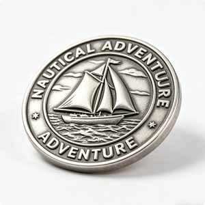 Moneda de desafío náutica personalizada, de plata antigua, de doble cara, de aleación de zinc, redonda, fundida a presión, coleccionable para navegación - Product Image 1