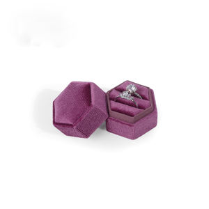 Caja de Joyería Hexagonal de Terciopelo con Doble Anillo y Logotipo Personalizado, para Propuesta de Matrimonio, Cumpleaños, Almacenamiento de Joyas, Embalaje de Joyería - Product Image 3
