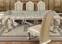 Italienischer Rokoko-Stil Esszimmermöbel Klassische Holzstruktur Glasplatte 100% Handgeschnitzte Antik-Weiße Esstisch-Sets