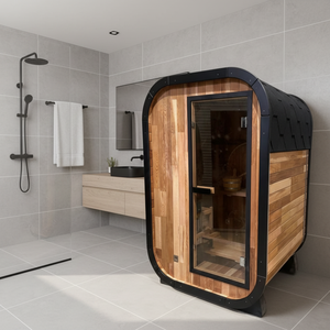 Mini sauna pour usage domestique, sauna sec en bois moderne pour appartement, cabine de sauna pour 2 personnes avec tabouret en bois, sauna vapeur humide - Product Image 1