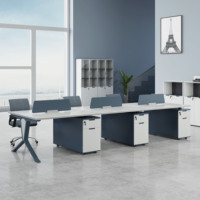 2 3 Table de conférence moderne en bois et métal avec cloison séparée Bureau de travail