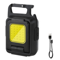 Gantungan Kunci lampu Kemah COB Mini saku, Senter LED multifungsi lampu kerja portabel dengan Magnet pembuka botol darurat