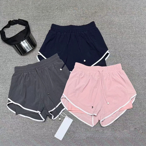 Shorts Deportivos de Doble Capa para <span class=keywords><strong>Mujer</strong></span>, Cintura Alta, Cordón Ajustable, Anti-Transparentes, Secado Rápido, Ribete en Contraste, para Correr, Gimnasio, Yoga y Entrenamiento - Product Image 1