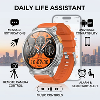 Montre connectée K66 de 1,85 pouce avec lampe de poche, batterie de 730 mAh, plusieurs modes sportifs, bracelet en métal, fabrication directe OEM/ODM