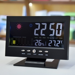 Horloge Réveil Grand Écran avec Affichage Météo Température/Humidité, Calendrier Perpétuel Luminescent, Commande Vocale, Design Moderne, Fonctionne sur Piles - Product Image 6