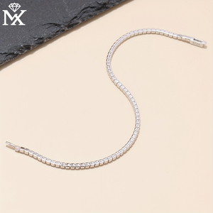 1PC 925 Plata Moda Elegante 2mm Cadena de Zirconia Artificial Pulsera de Tenis Pulsera de Cadena Premium - Product Image 4