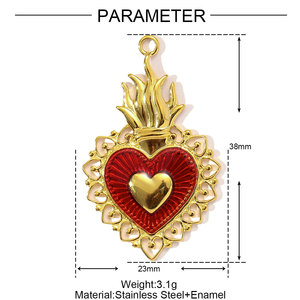 Ciondolo in Acciaio Inossidabile Fai-da-Te con Goccia d'Olio Rossa, Nera e Bianca, Ali, Corona, Cuore, <span class=keywords><strong>Angelo</strong></span>, Gioielli Vintage Religiosi per Donne - Product Image 5