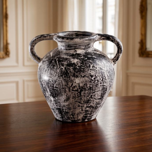 Jarrón de cerámica hecho a mano Home Basket Bali con aspecto de piedra antigua, con un asa de estilo rústico, perfecto para decoración del hogar. - Product Image 2