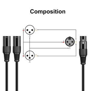 Câble répartiteur <span class=keywords><strong>XLR</strong></span> en Y de 0,5 m, 3 broches <span class=keywords><strong>XLR</strong></span> femelle vers deux mâles, adaptateur audio pour microphone professionnel - Vente en gros usine - Product Image 5
