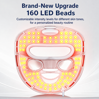 Masque facial LED Photon à usage domestique avec modes de lumière bleue, rose, rouge et orange, 3 niveaux d'intensité, compresse froide pour le contour des yeux et contrôleur filaire