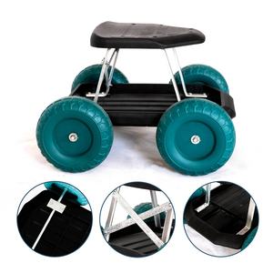 पोर्टेबल लाइटवेट स्टैकेबल टूल स्टोरेज गार्डन वर्क ट्रॉली कार्ट टूल्स वर्क व्हील्ड गार्डनिंग सीट 4 पहियों के साथ - Product Image 6