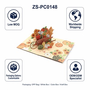 Carte de vœux pop-up Récolte d'automne, Citrouille, Tournesol, Chariot, Thanksgiving, Carte en papier faite main, Cadeau saisonnier personnalisé - Product Image 6