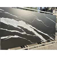 Carreaux de pierre frittée pour sol, aspect marbre mat, noir fossile, service professionnel, taille ultra 1600*3200