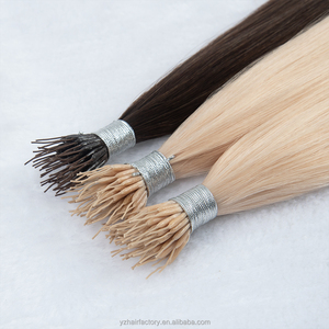 Double Drawn Cuticle Intact Virgin Human Hair Elastic <b>Rope</b> Nano Ring Human Hair Extensions - Product Image 1