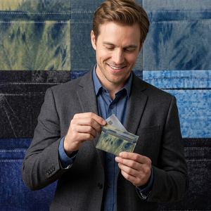 Wriza Denim Customizable Multi Function Credit Business <b>Card</b> <b>Holder</b> <b>Wallet</b> Premium RFID Blocking Slim 4 Inch 30mm Thick No - Product Image 4
