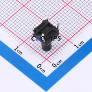TSA06131-100B332CA Tactile Switch Through hole-4P,6.1x6.1mm Switch Single Pole Single Throw Round Button 1.8N 6.1mm - Product Image 2