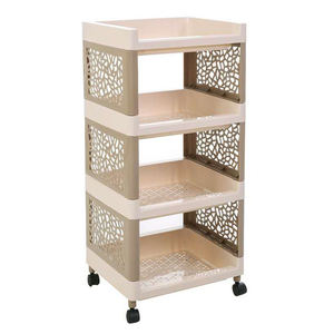 Kitchen <strong>Vegetable</strong> Fruit Display Shelves Plastic Movable 4 <strong>Rack</strong> Stand Storage Shelf <strong>on</strong> <strong>Wheel</strong> - Product Image 6
