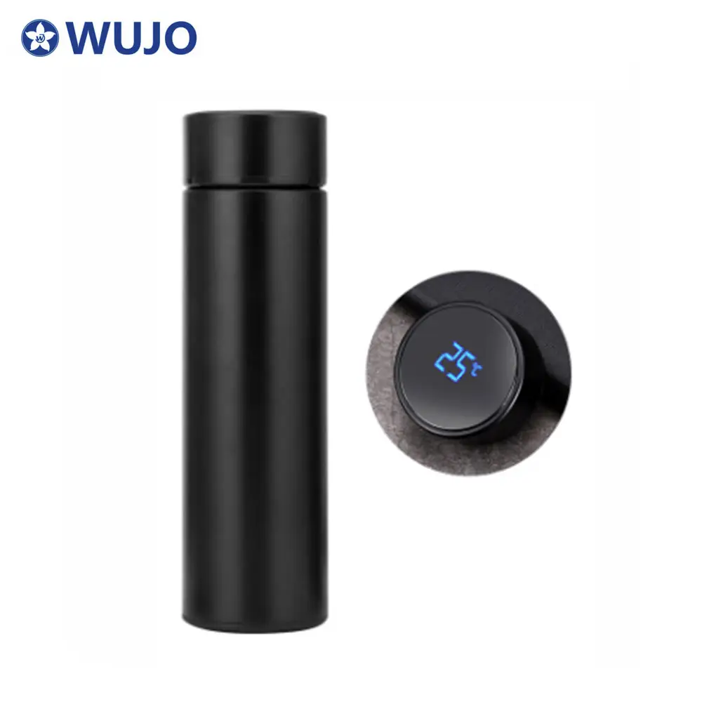 WUJO 500ml European Customized Logo Temperature Display Hot Water Coffee Stainless Steel Thermos Digital