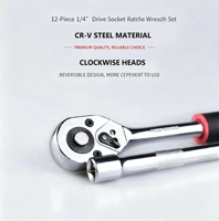 Jeu de clés à cliquet professionnel 12 pièces - Clés métriques en acier inoxydable 72 dents, poignées ergonomiques antidérapantes, sac à outils, DIY, OEM