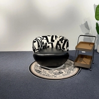 Fauteuil pivotant semi-circulaire en matériaux mixtes, base ronde, fauteuil individuel rotatif pour la maison 1058